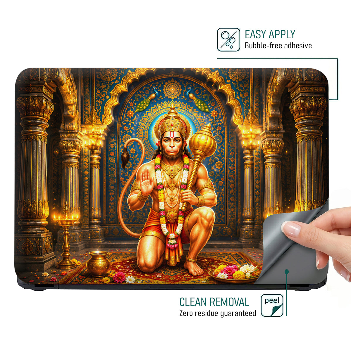 Hanuman Kneeling with Gada in Blue Arch Laptop Skin - View 4