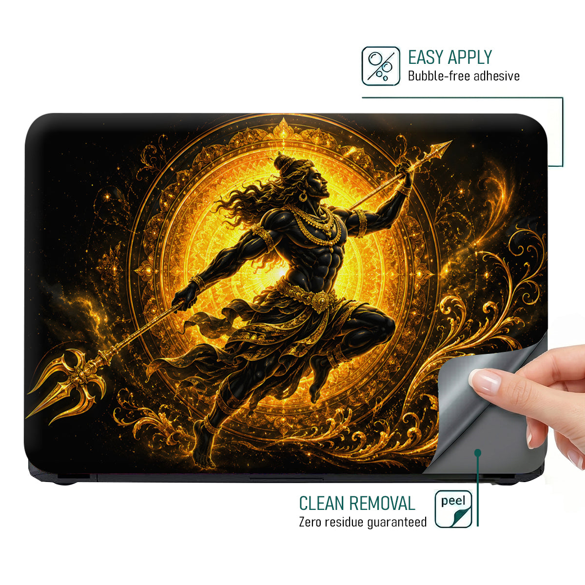 Hanuman Leap Spear Gold Laptop Skin - View 4