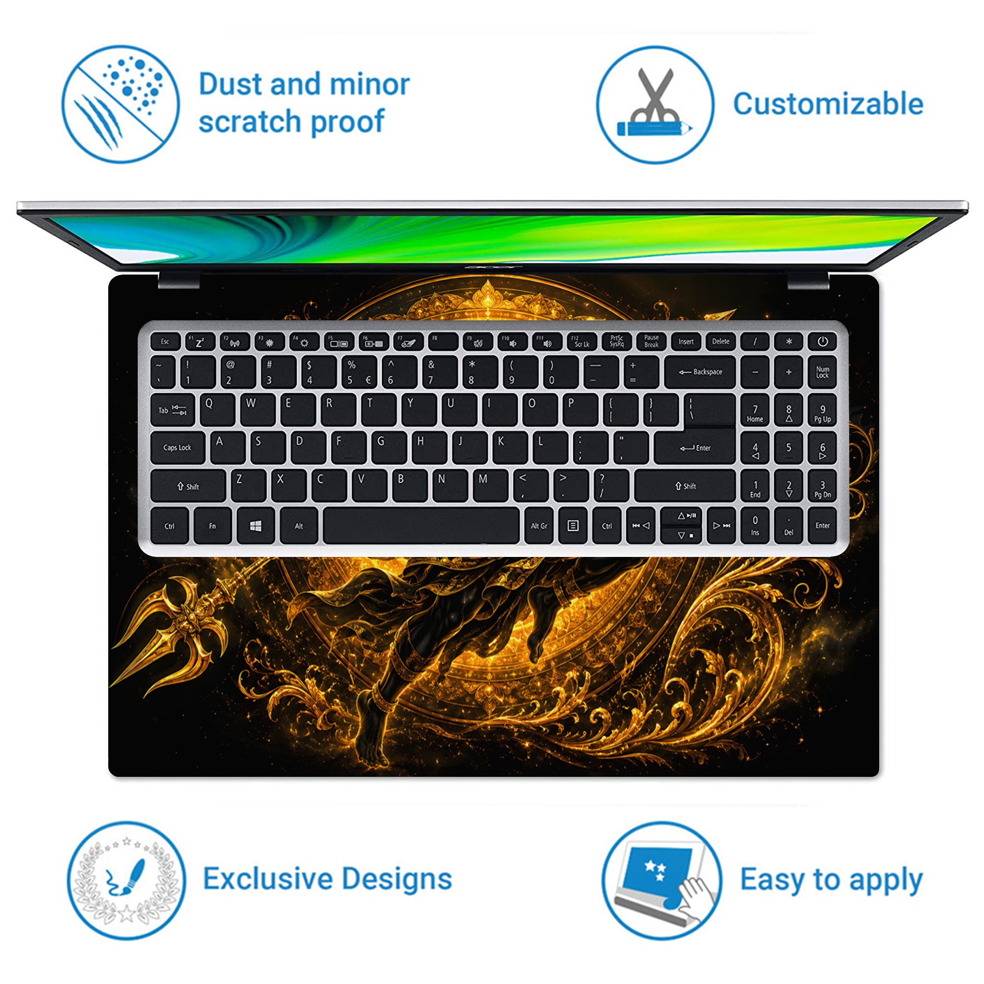 Hanuman Leap Spear Gold Laptop Skin - View 5