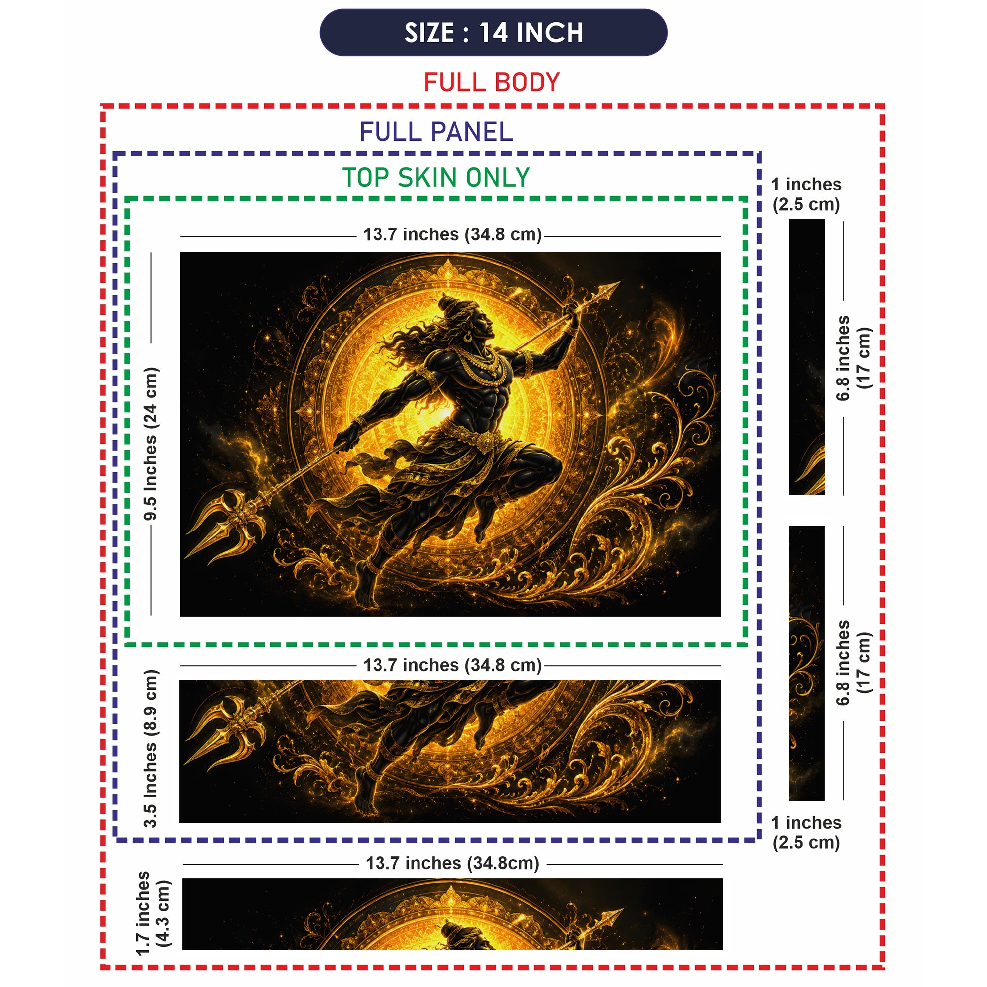 Hanuman Leap Spear Gold Laptop Skin - View 7