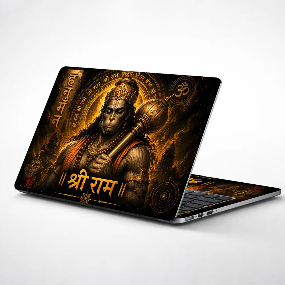 Hanuman Mace Shri Ram Gold Laptop Skin - View 1
