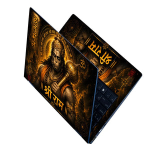 Hanuman Mace Shri Ram Gold Laptop Skin - View 2