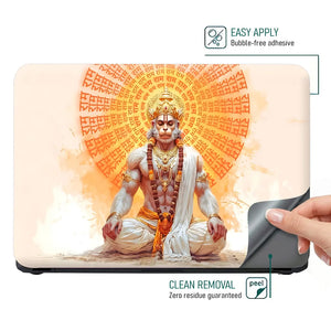 Hanuman Meditating Ram Naam Chakra Golden Devotional Art Laptop Skin - View 4
