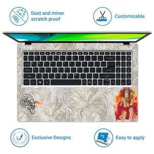 Hanuman Meditating Ram Naam Chakra Golden Devotional Art Laptop Skin - View 5
