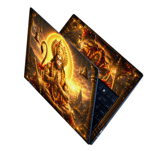 Hanuman Meditating with Halo and Bells Laptop Skin - View 2