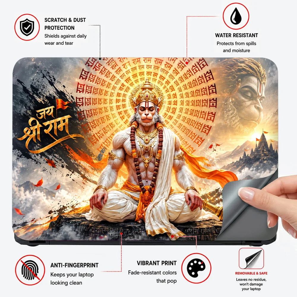 Hanuman Meditation Ram Mandala Laptop Skin - View 4