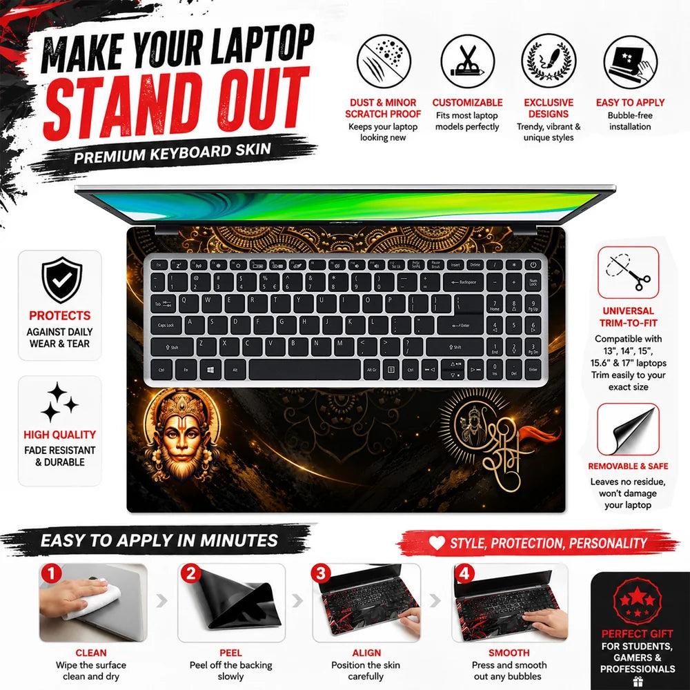 Hanuman Meditation Ram Mandala Laptop Skin - View 5