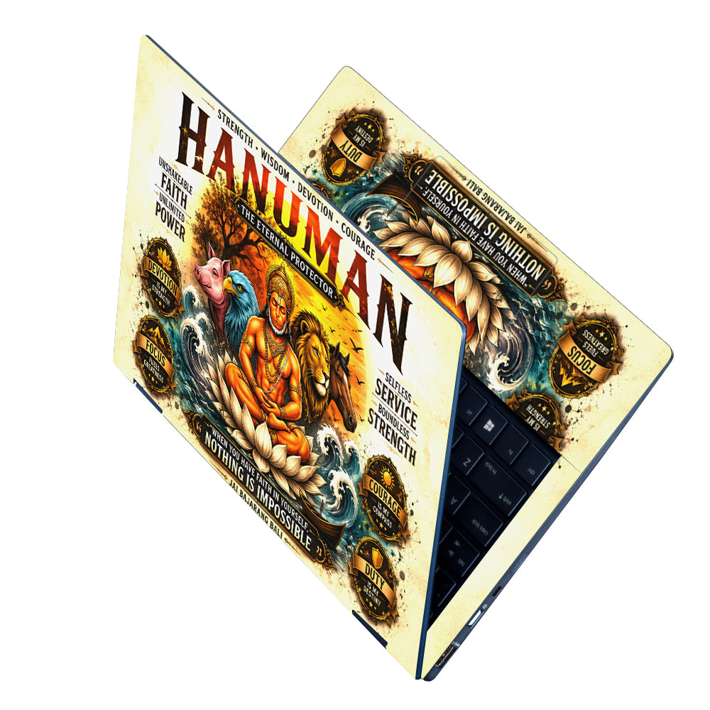 Hanuman Panchatatva Five Animal Heads Poster Laptop Skin - View 2