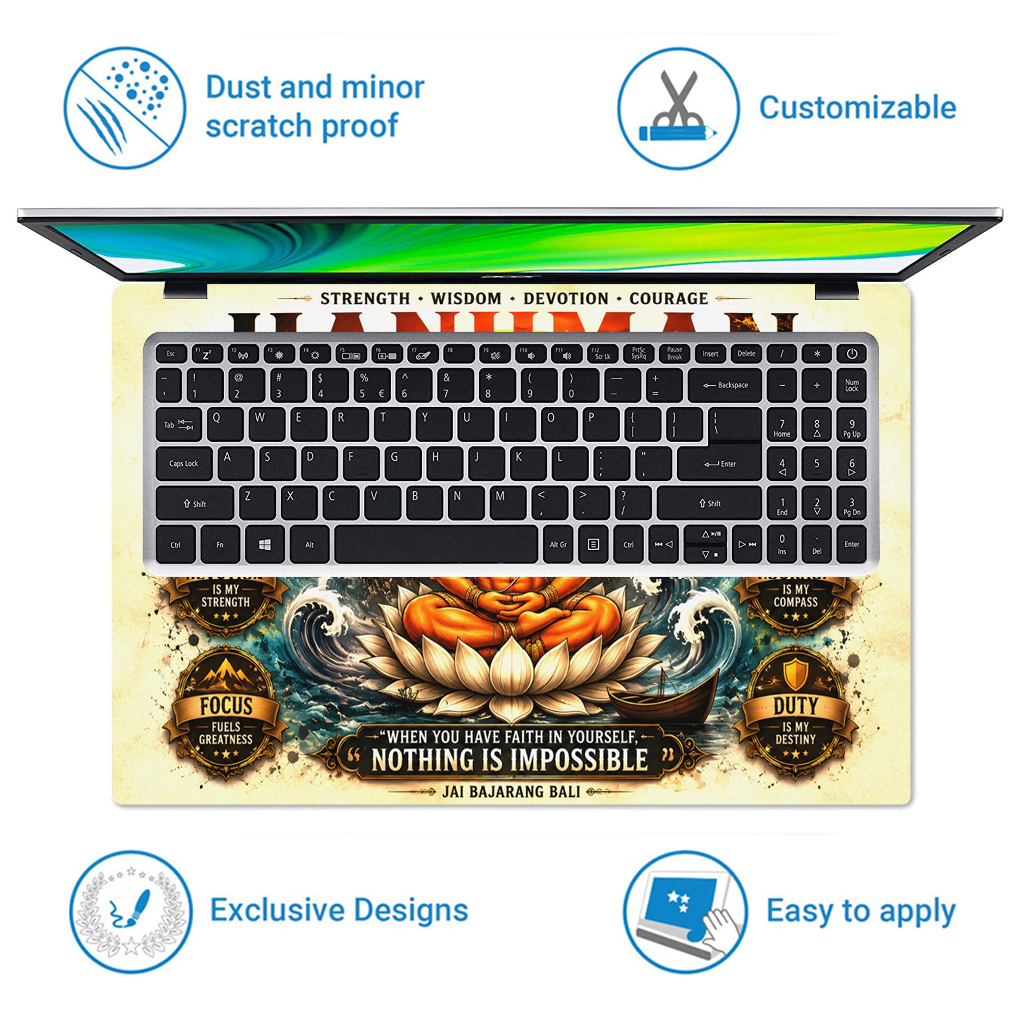 Hanuman Panchatatva Five Animal Heads Poster Laptop Skin - View 5