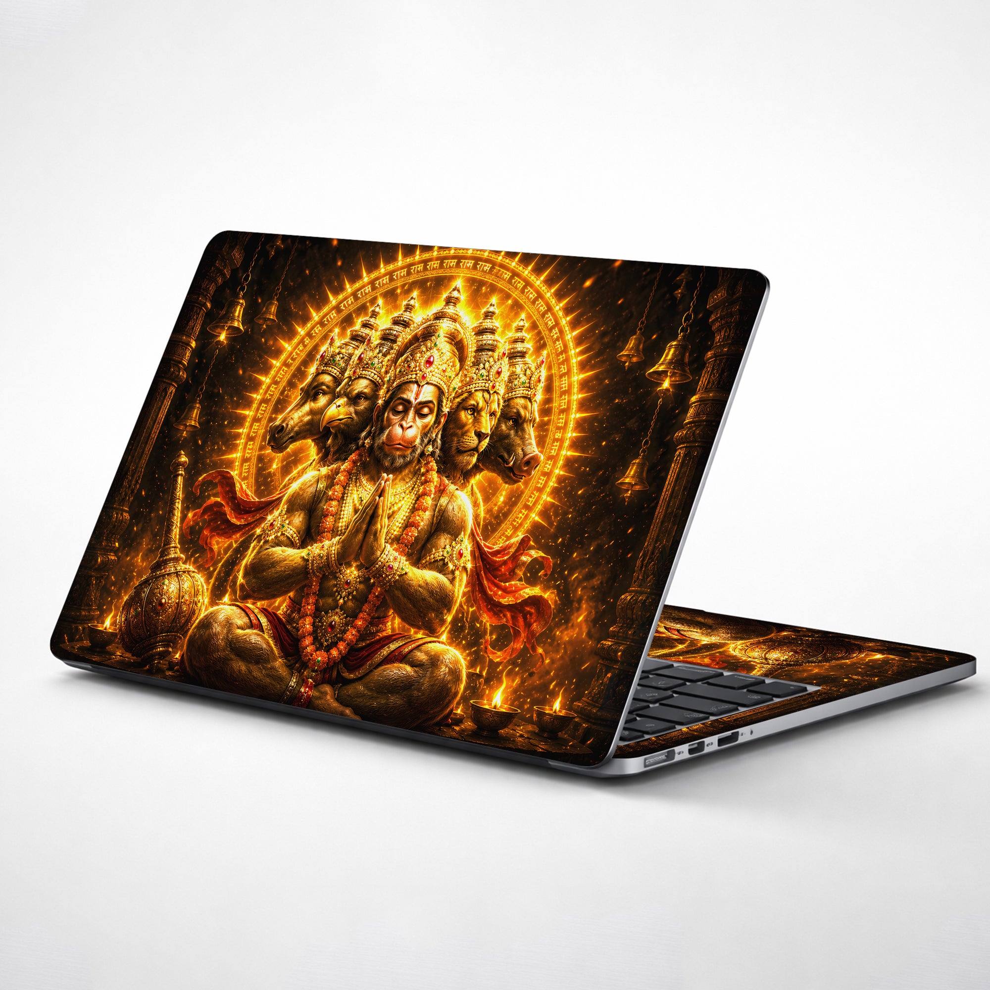 Hanuman Panchmukhi Five Faced with Bells Laptop Skin - View 1