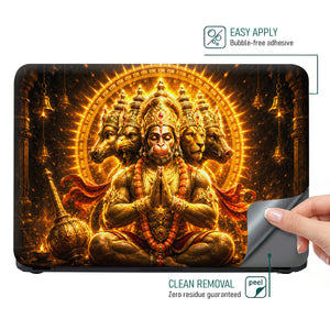 Hanuman Panchmukhi Five Faced with Bells Laptop Skin - View 4