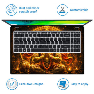 Hanuman Panchmukhi Five Faced with Bells Laptop Skin - View 5