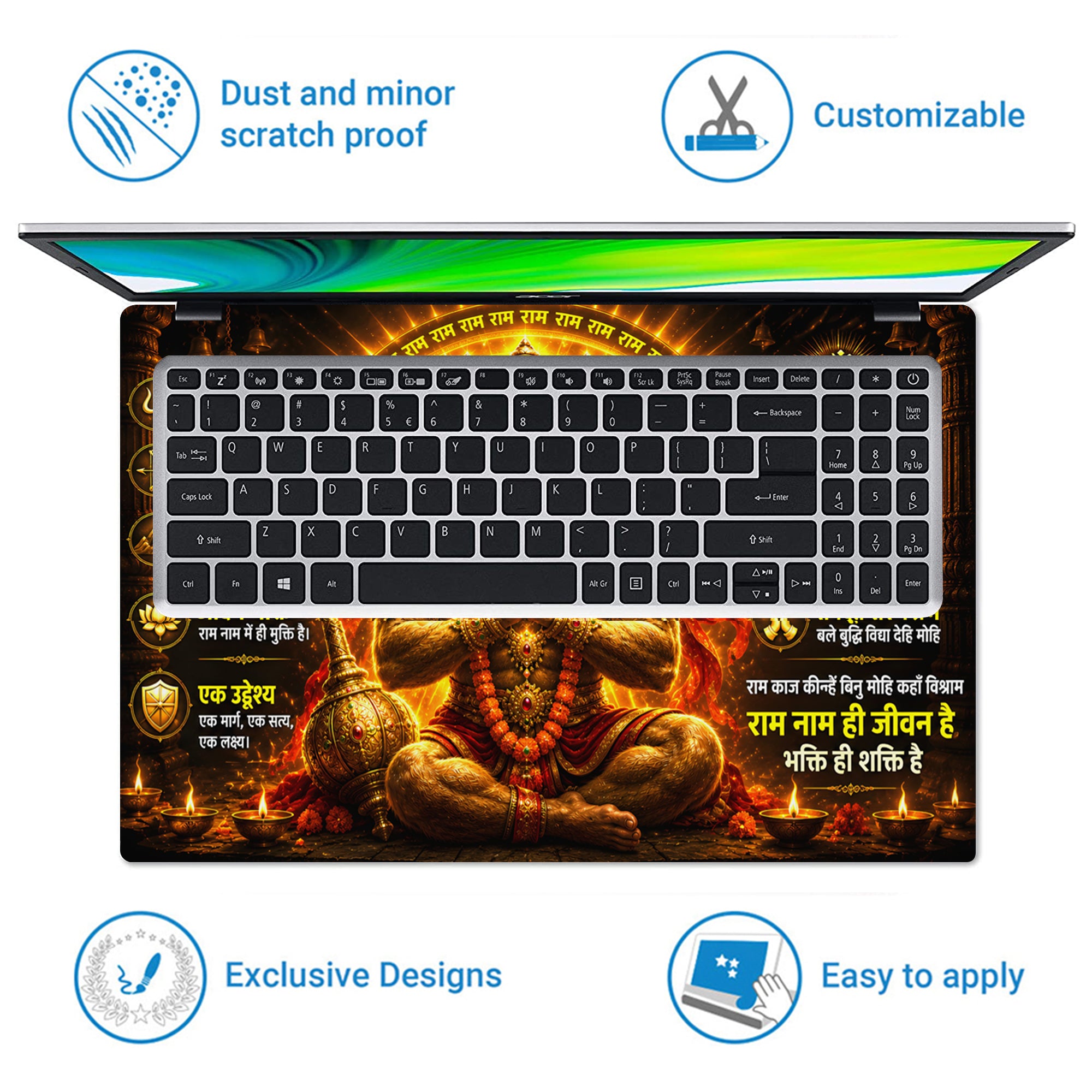 Hanuman Panchmukhi Jai Shree Hanuman Poster Laptop Skin - View 5