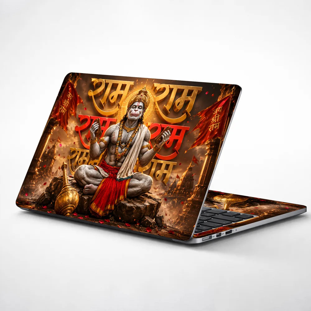 Hanuman Ram Ram Halo Gold Laptop Skin - View 1