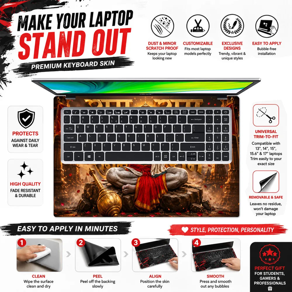Hanuman Ram Ram Halo Gold Laptop Skin - View 5