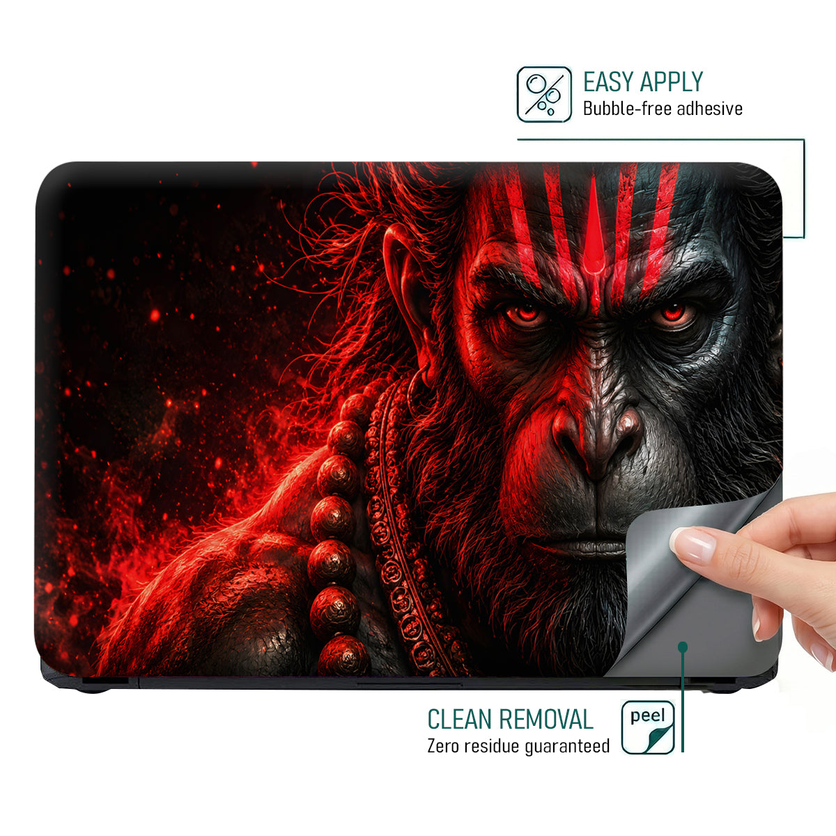 Hanuman Red Angry Face Closeup Laptop Skin - View 4
