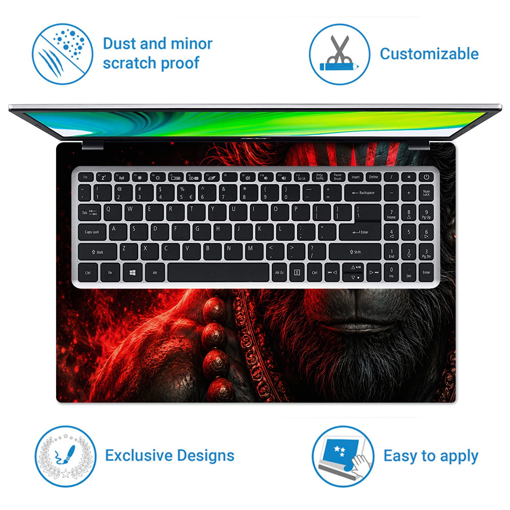 Hanuman Red Angry Face Closeup Laptop Skin - View 5