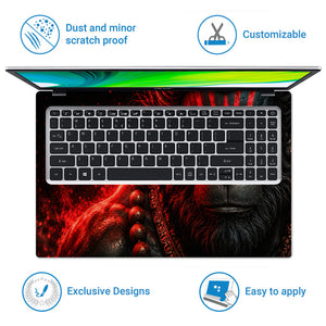 Hanuman Red Angry Face Closeup Laptop Skin - View 5