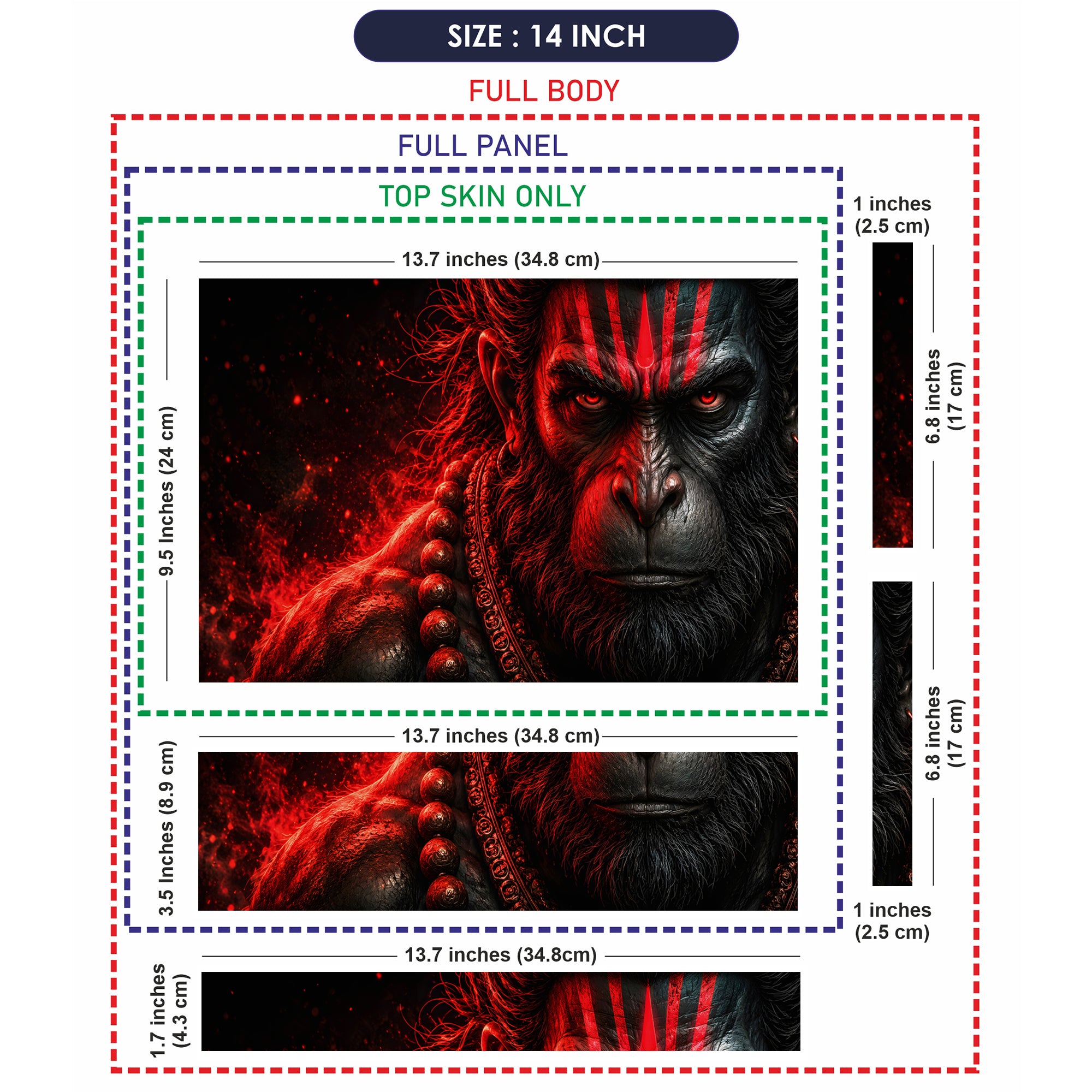 Hanuman Red Angry Face Closeup Laptop Skin - View 7