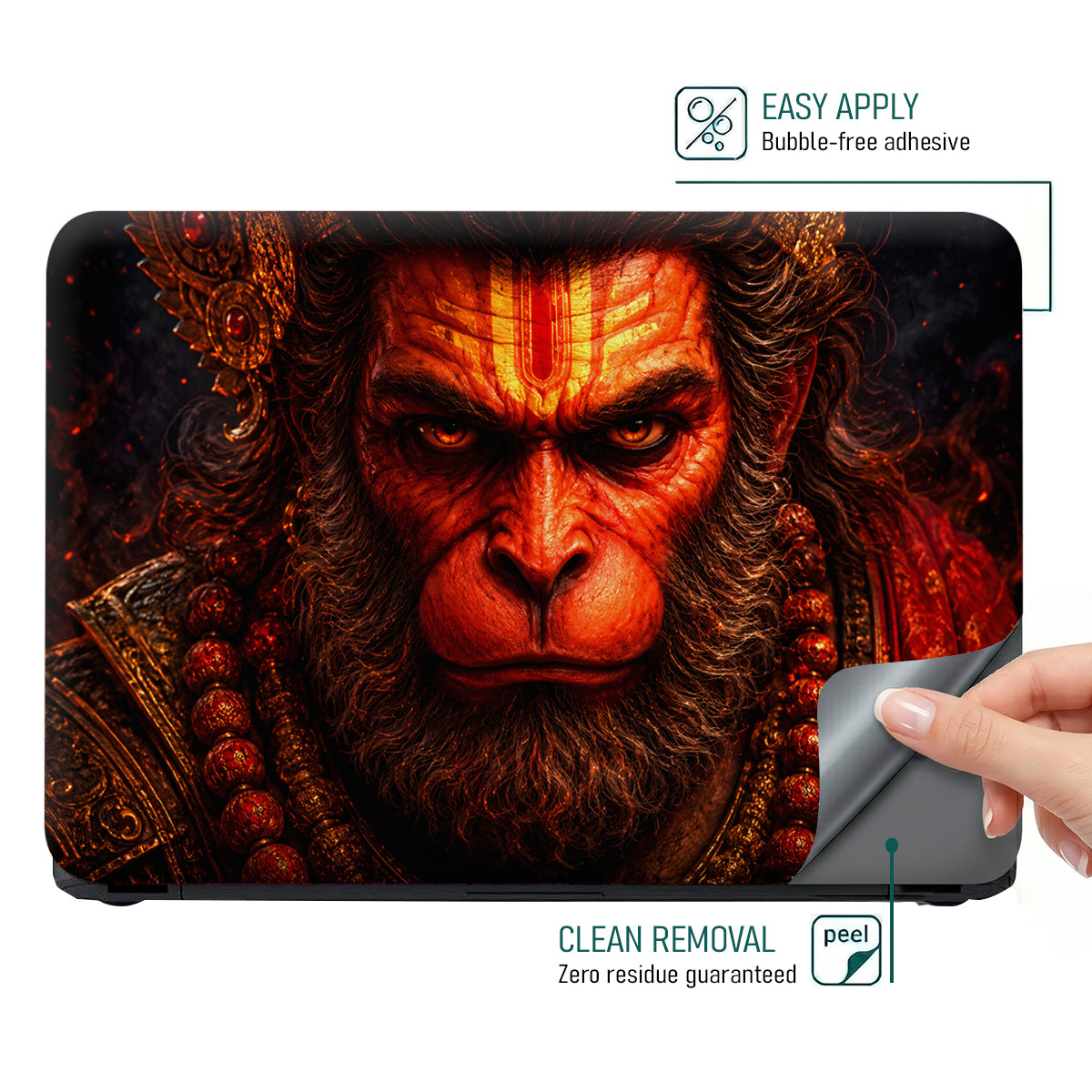 Hanuman Red Warrior Tilak Gold Laptop Skin - View 4
