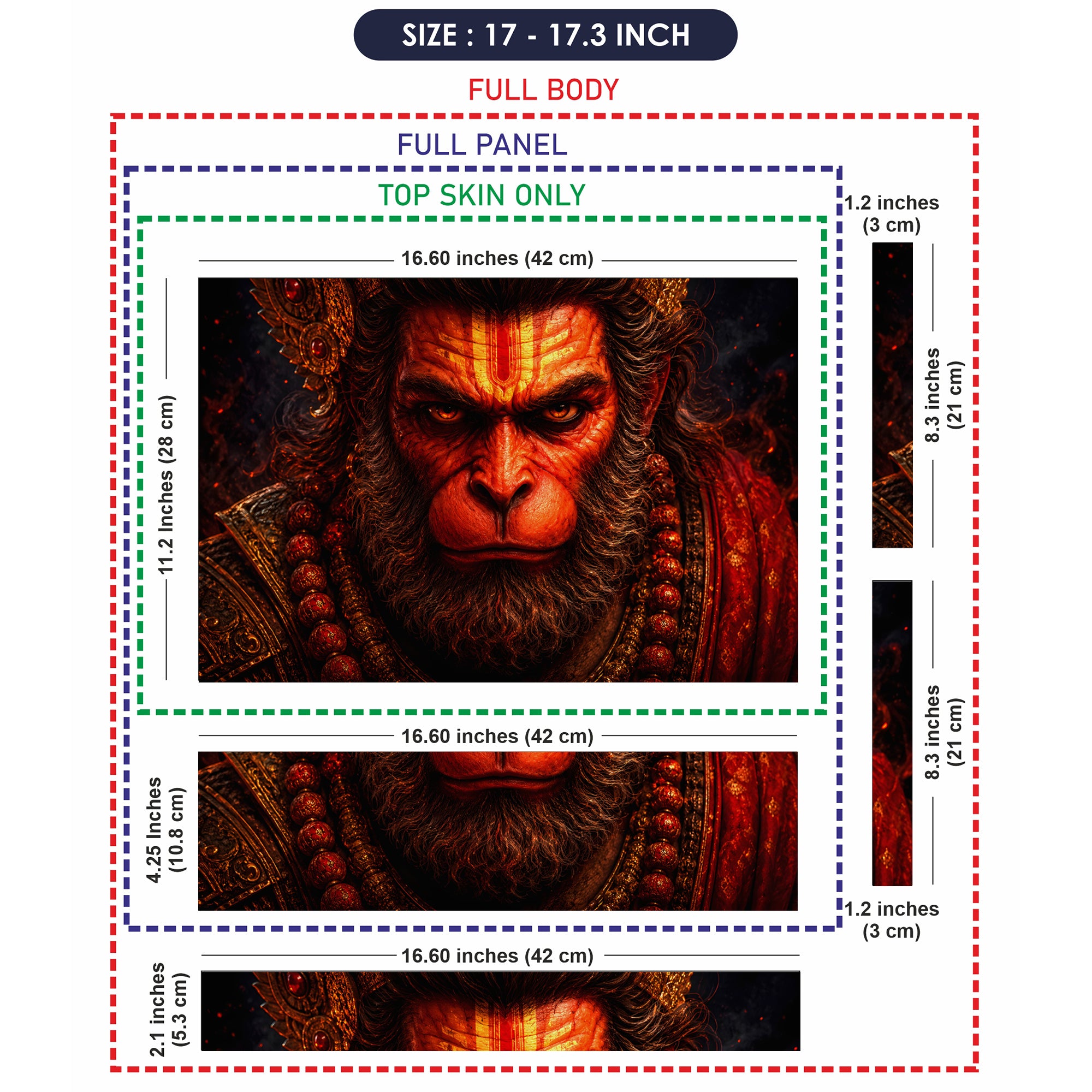 Hanuman Red Warrior Tilak Gold Laptop Skin - View 9