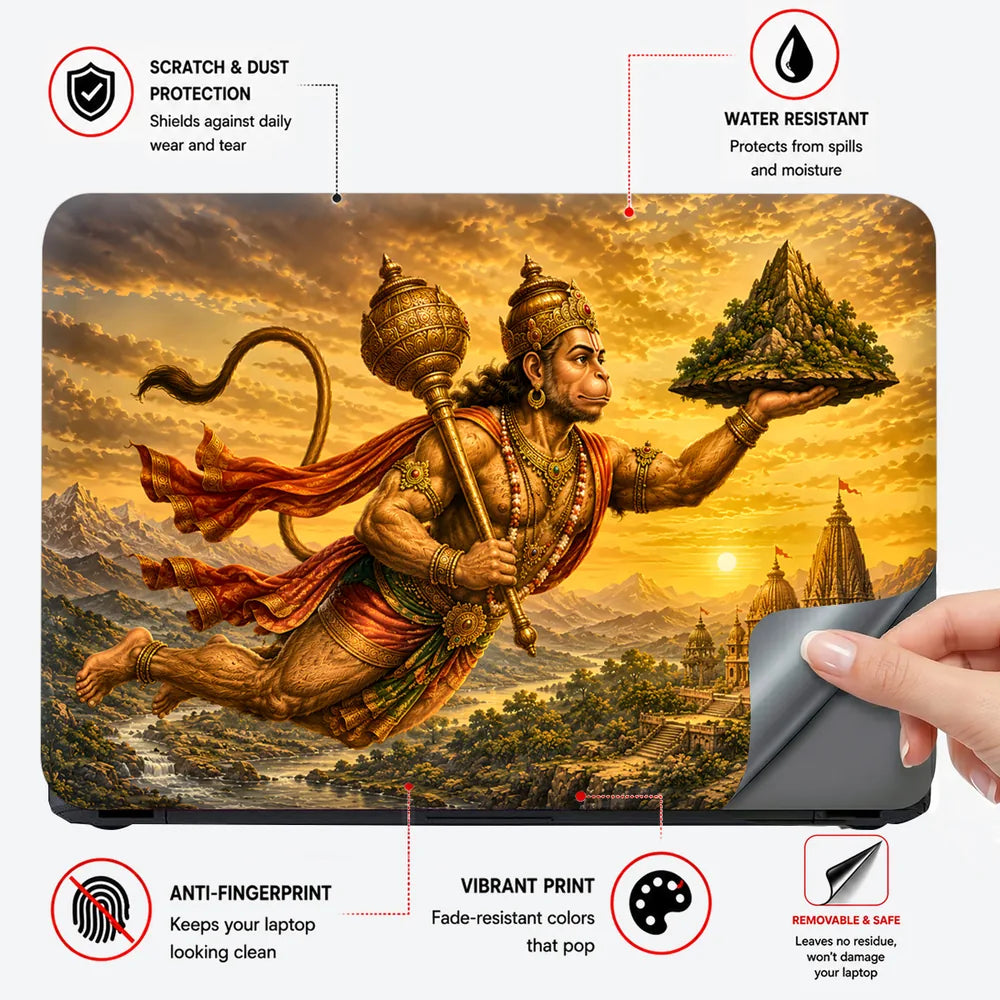 Hanuman Sanjeevani Mountain Flight Laptop Skin - View 4
