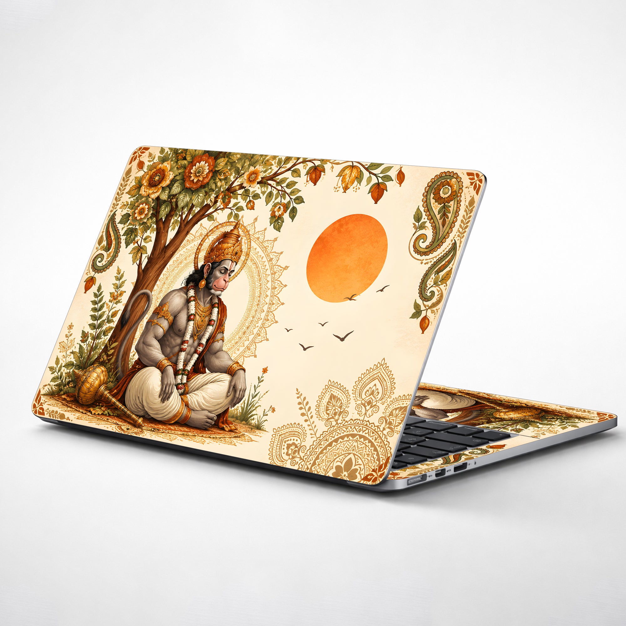 Hanuman Seated Under Tree with Sun Laptop Skin - View 1