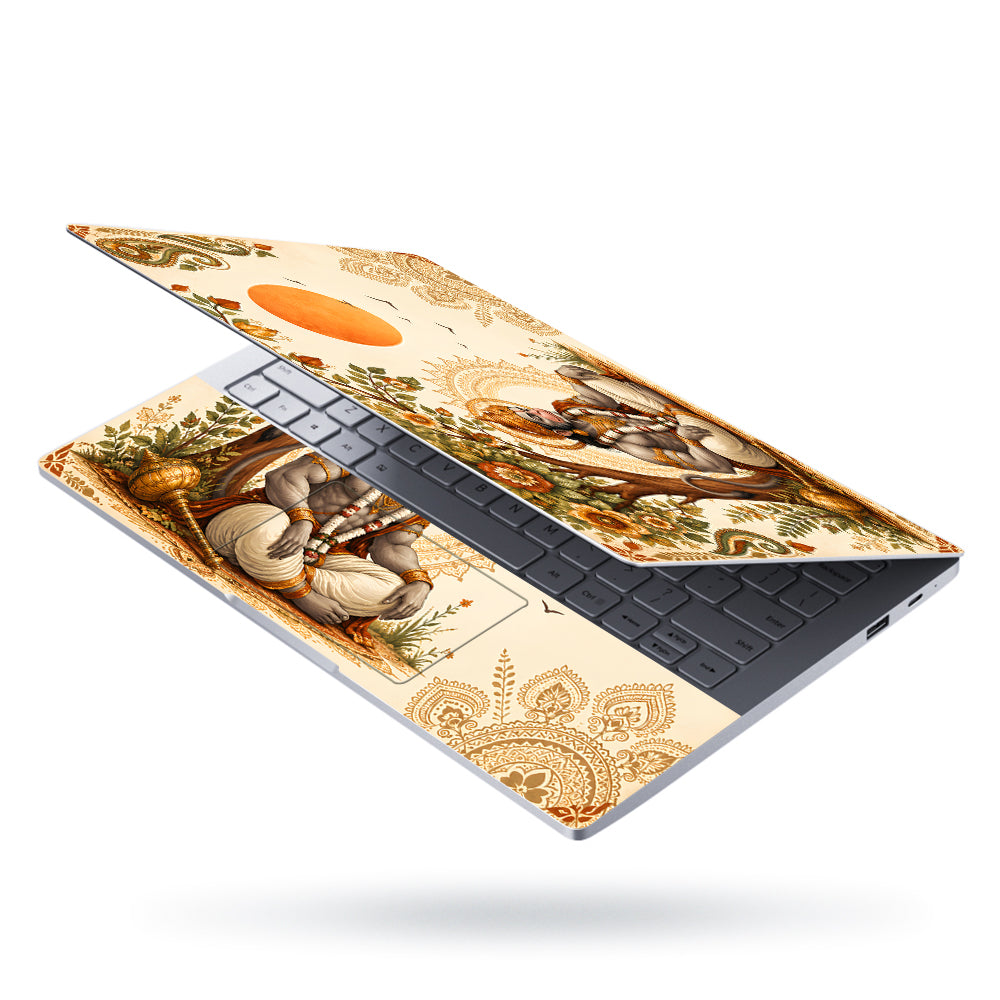 Hanuman Seated Under Tree with Sun Laptop Skin - View 3