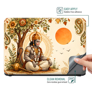 Hanuman Seated Under Tree with Sun Laptop Skin - View 4