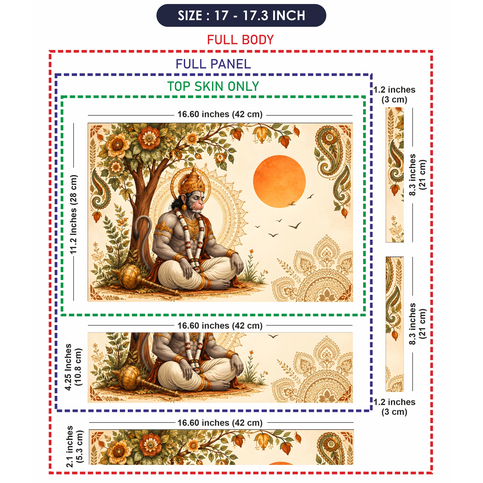 Hanuman Seated Under Tree with Sun Laptop Skin - View 9