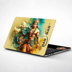 Hanuman Shri Ram Golden Yellow Smoke Art Laptop Skin - View 1