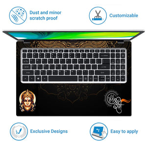 Hanuman Shri Ram Golden Yellow Smoke Art Laptop Skin - View 5