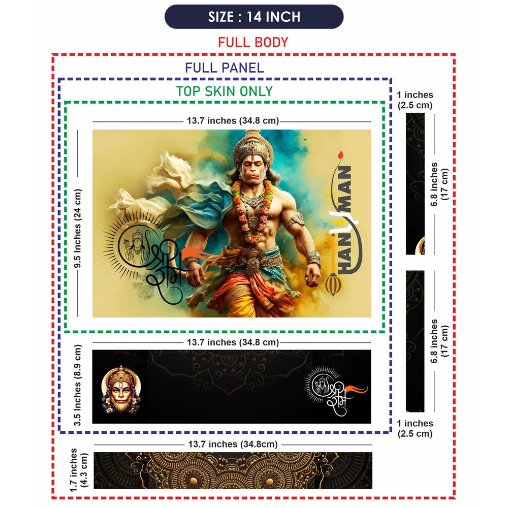 Hanuman Shri Ram Golden Yellow Smoke Art Laptop Skin - View 7