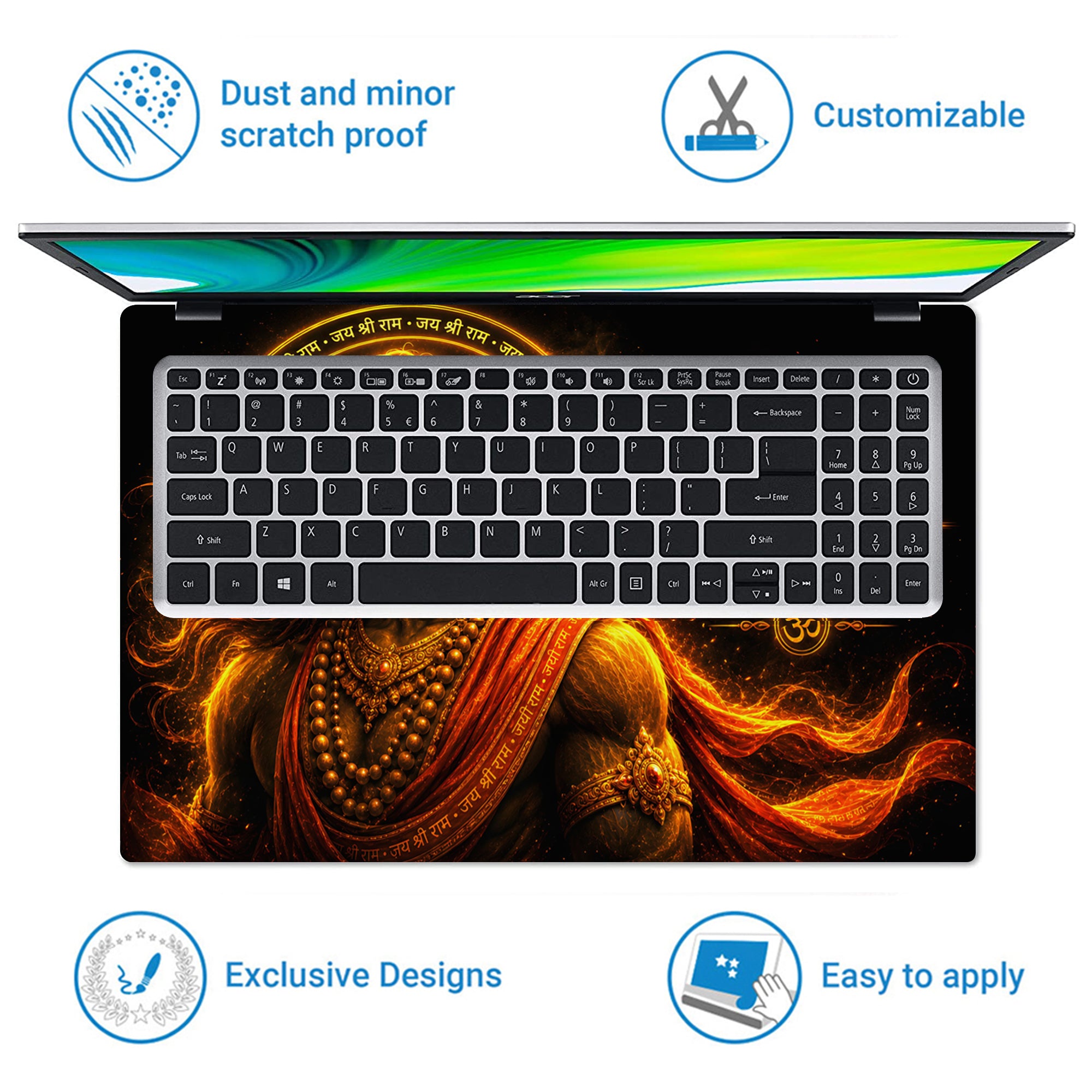 Hanuman Siyaram Mantra Halo Laptop Skin - View 5