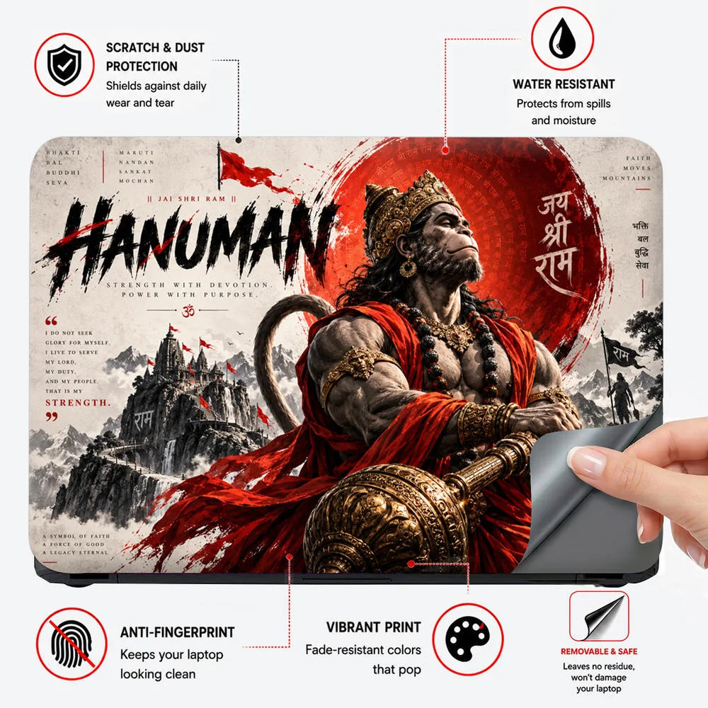 Hanuman Strength With Devotion Laptop Skin - View 4