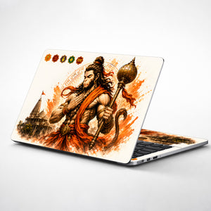 Hanuman Watercolor Warrior with Gada Temple Laptop Skin - View 1