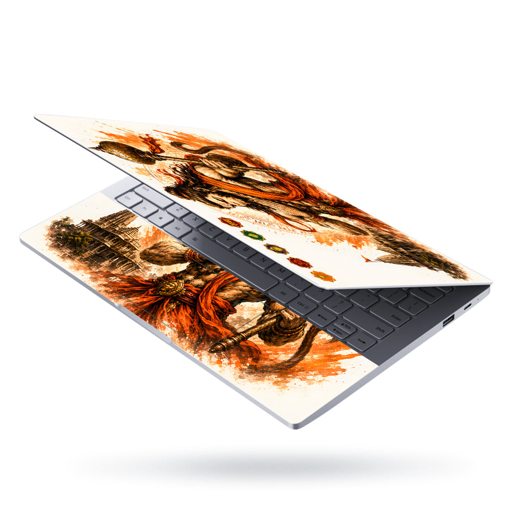 Hanuman Watercolor Warrior with Gada Temple Laptop Skin - View 3