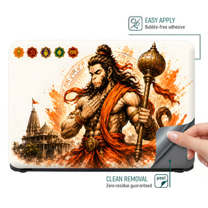 Hanuman Watercolor Warrior with Gada Temple Laptop Skin - View 4