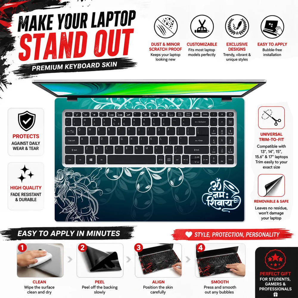 Har Har Mahadev Blue Trishul Laptop Skin - View 5