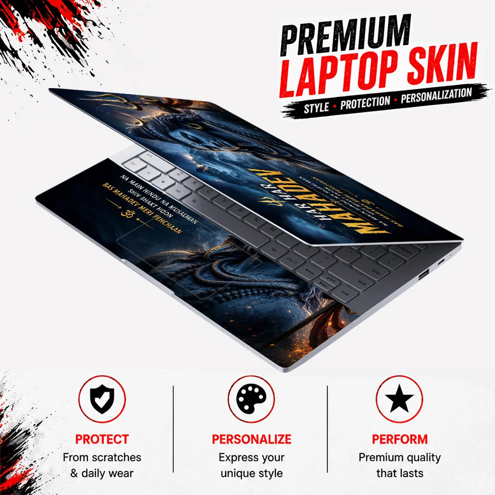Har Har Mahadev Himalaya Laptop Skin - View 3