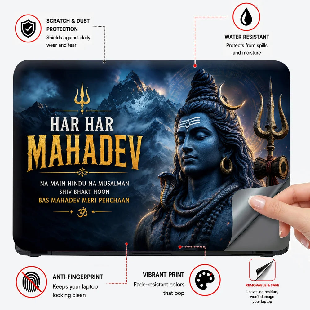 Har Har Mahadev Himalaya Laptop Skin - View 4