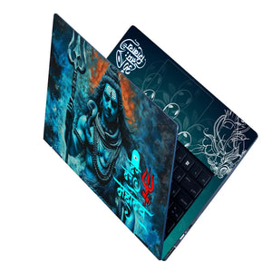 Har Har Mahadev Lord Shiva Trishul Blue Fire Art Laptop Skin - View 2