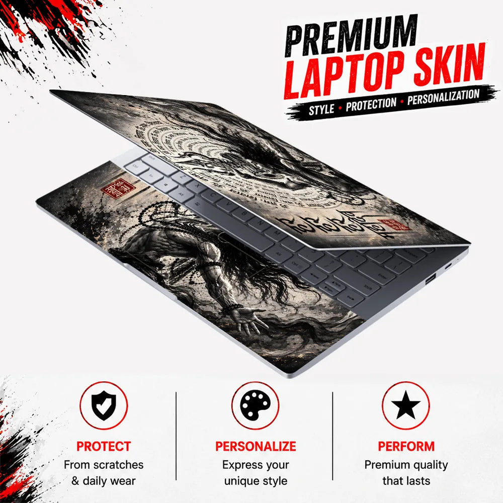 Har Har Mahadev Mantra Wheel Laptop Skin - View 3
