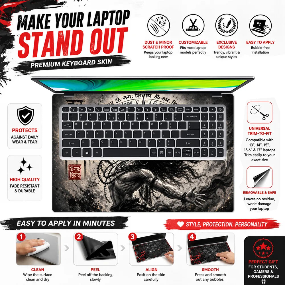 Har Har Mahadev Mantra Wheel Laptop Skin - View 5