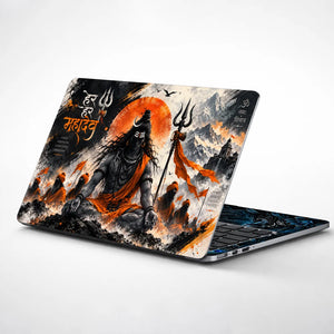 Har Har Mahadev Sadhu Orange Laptop Skin - View 1