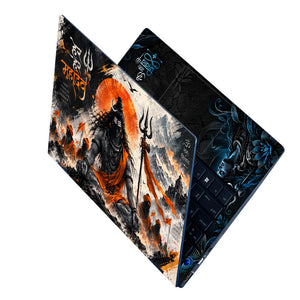 Har Har Mahadev Sadhu Orange Laptop Skin - View 2