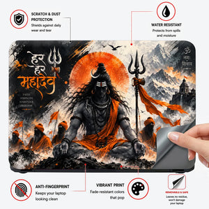 Har Har Mahadev Sadhu Orange Laptop Skin - View 4