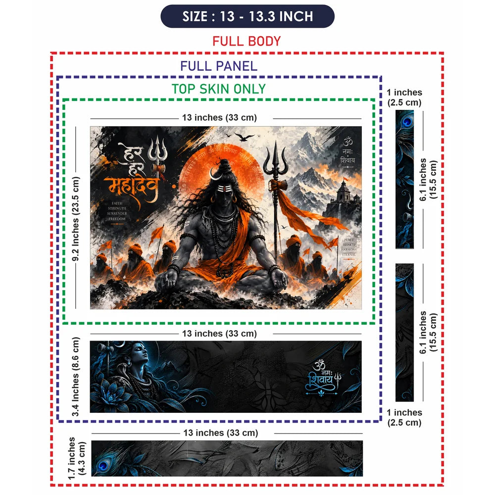 Har Har Mahadev Sadhu Orange Laptop Skin - View 6