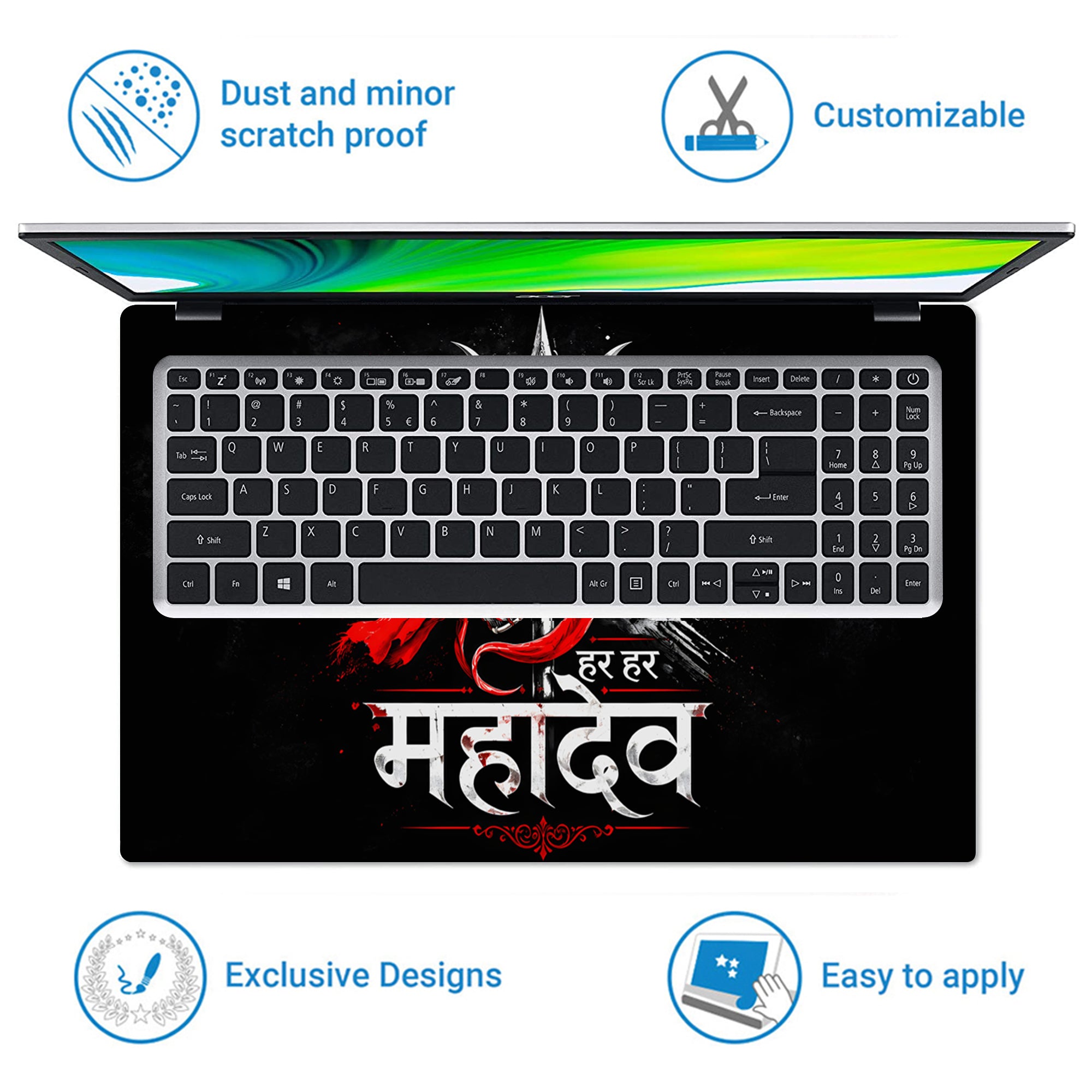 Har Har Mahadev Trident Laptop Skin - View 5
