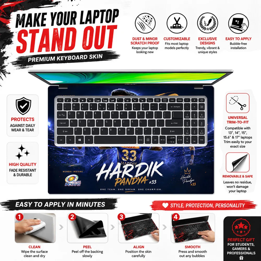 Hardik Pandya 33 Difference Maker Laptop Skin - View 5